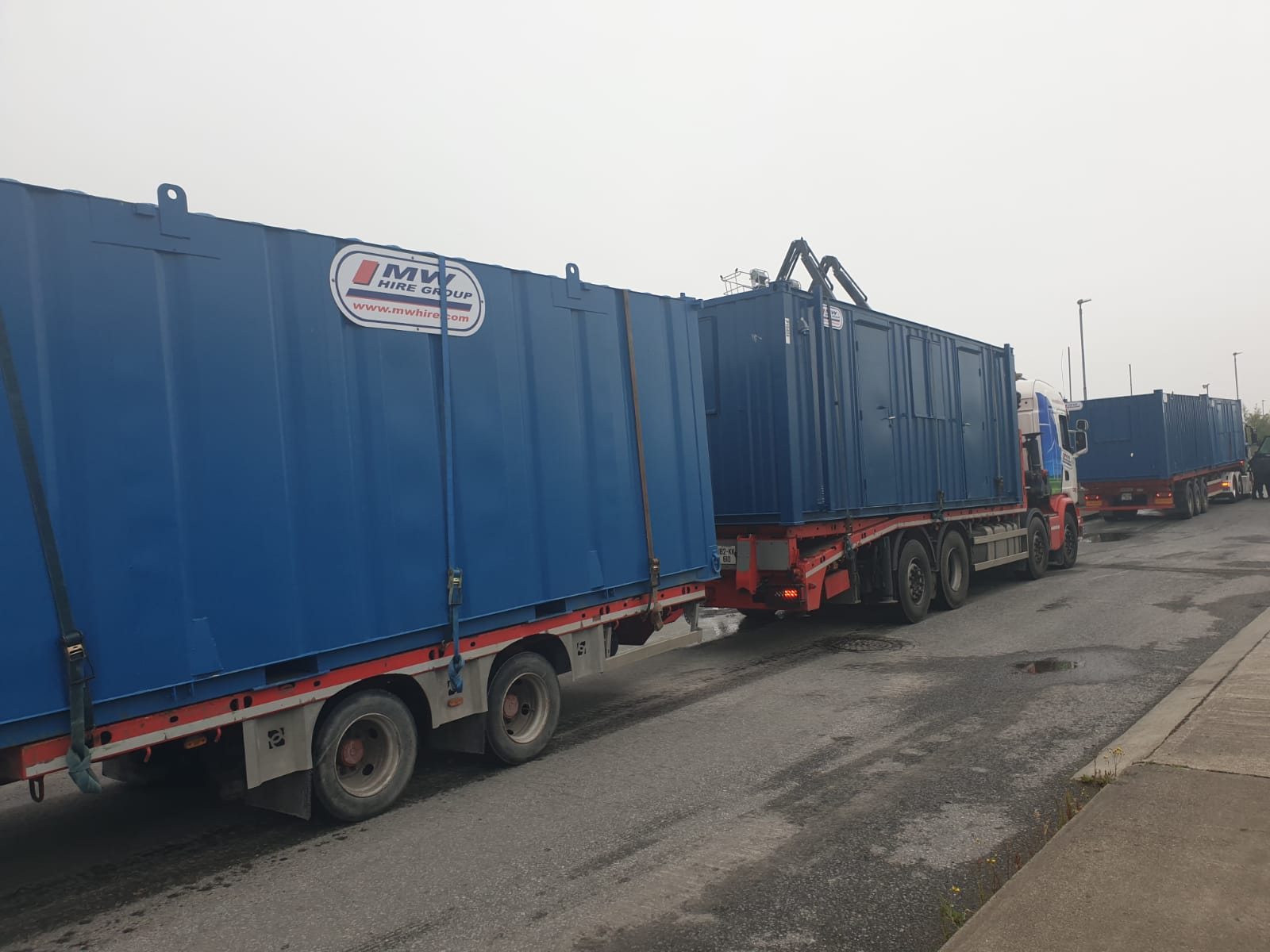 Few loads of welfare  heading out on hire .... offices and drying rooms on the way to the project